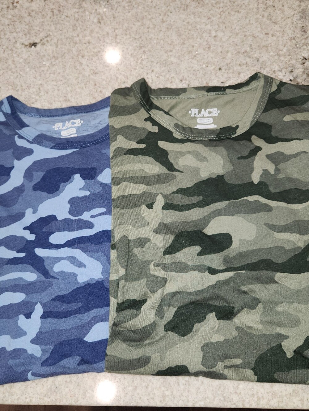 Lot Of Two Children Place Boy T Shirt Size XXL Camo Blue Green